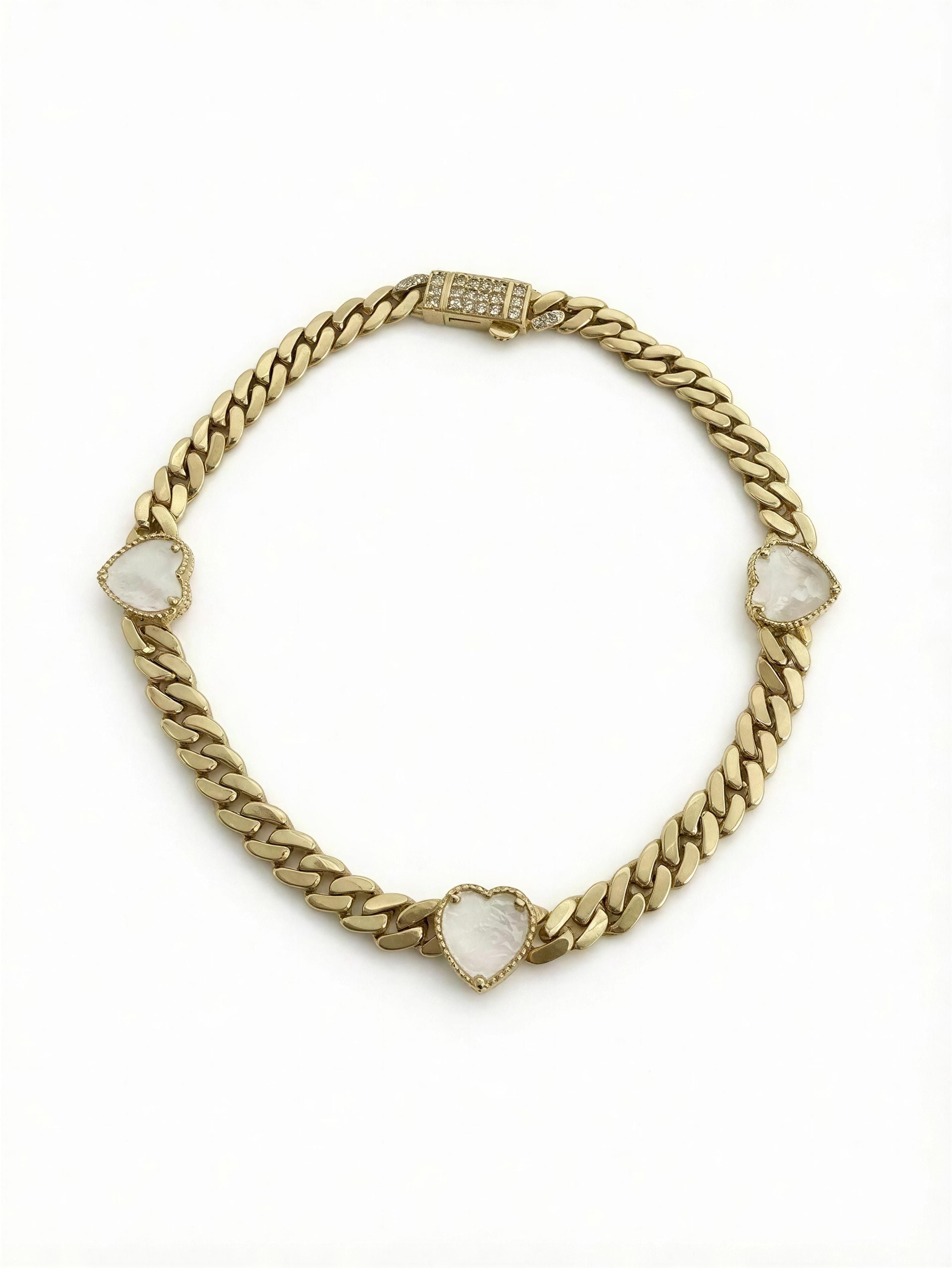 Pulsera baby monaco con corazones 10k