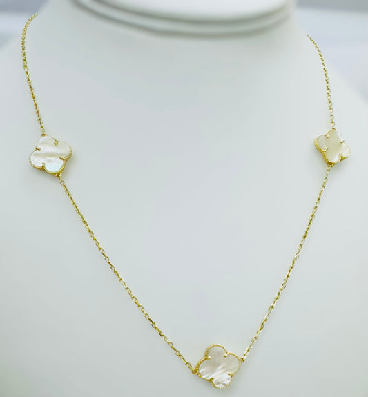 Cadena 3 clover Blancas 14k