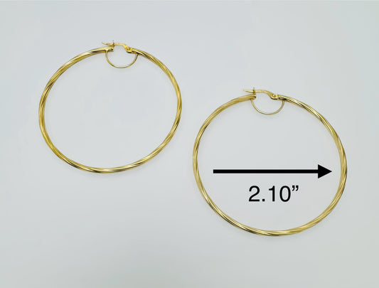Argollas torcidas lisas grandes 2mm 14k