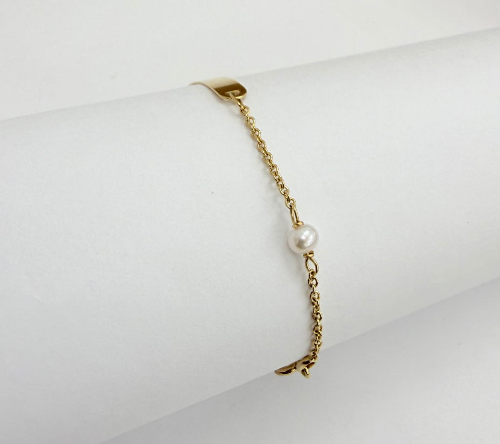 Pulsera placa para niña 14k