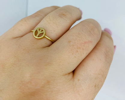 Anillo símbolo de La Paz liso 14k