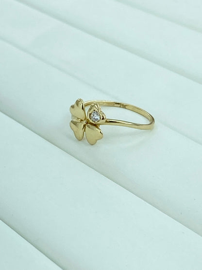 Anillo trébol 14k