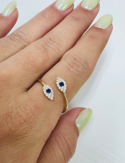 Anillo ojo turco 14k