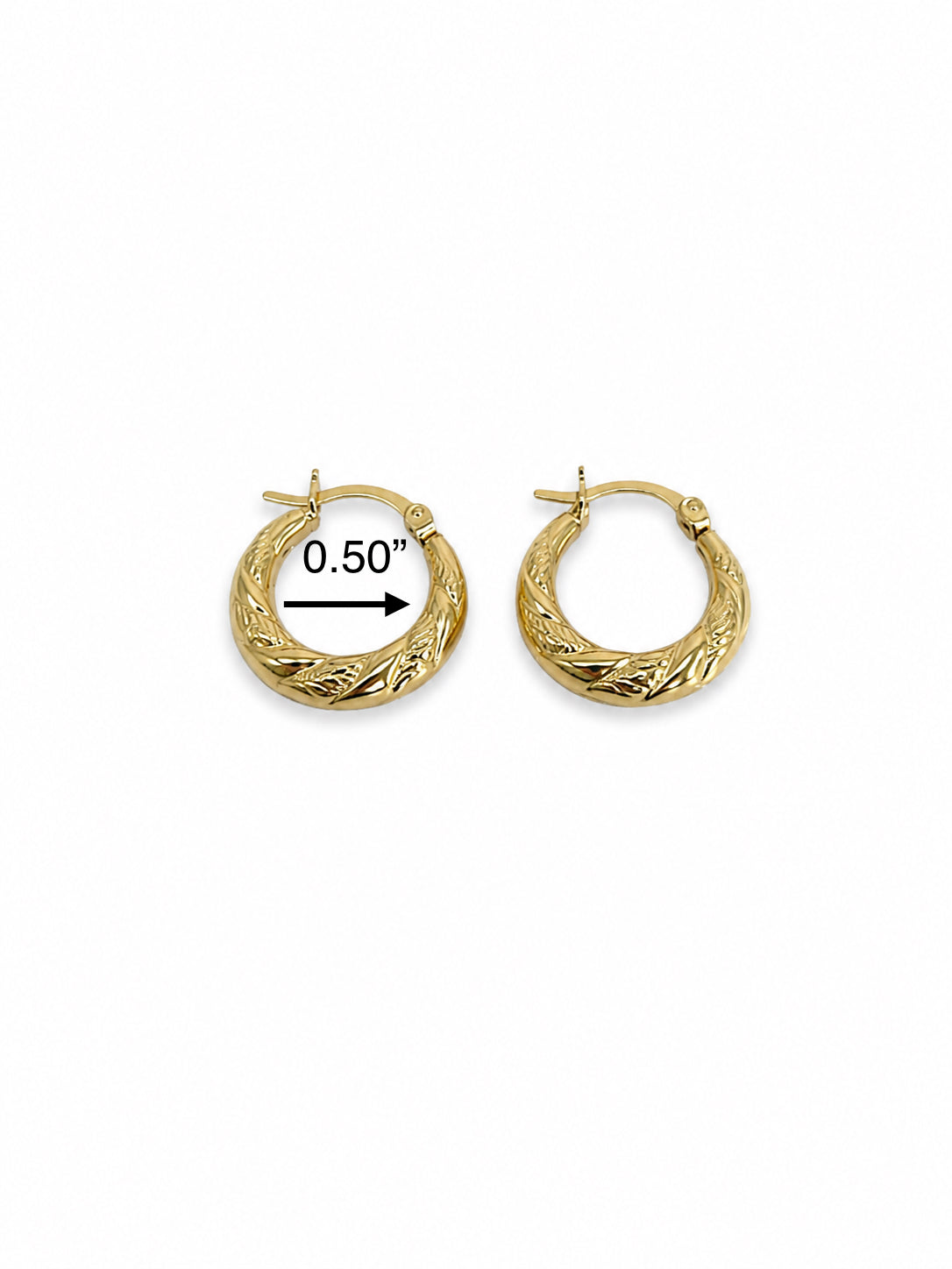 Argollas pequeñas con diseño 10k