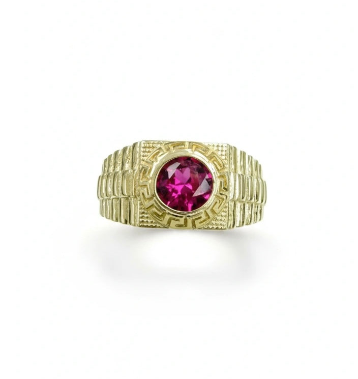 Anillo de niño con piedra roja 10k