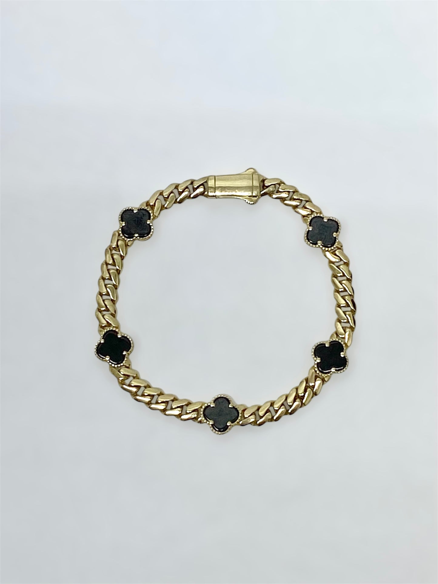 Pulsera clover negro 10k