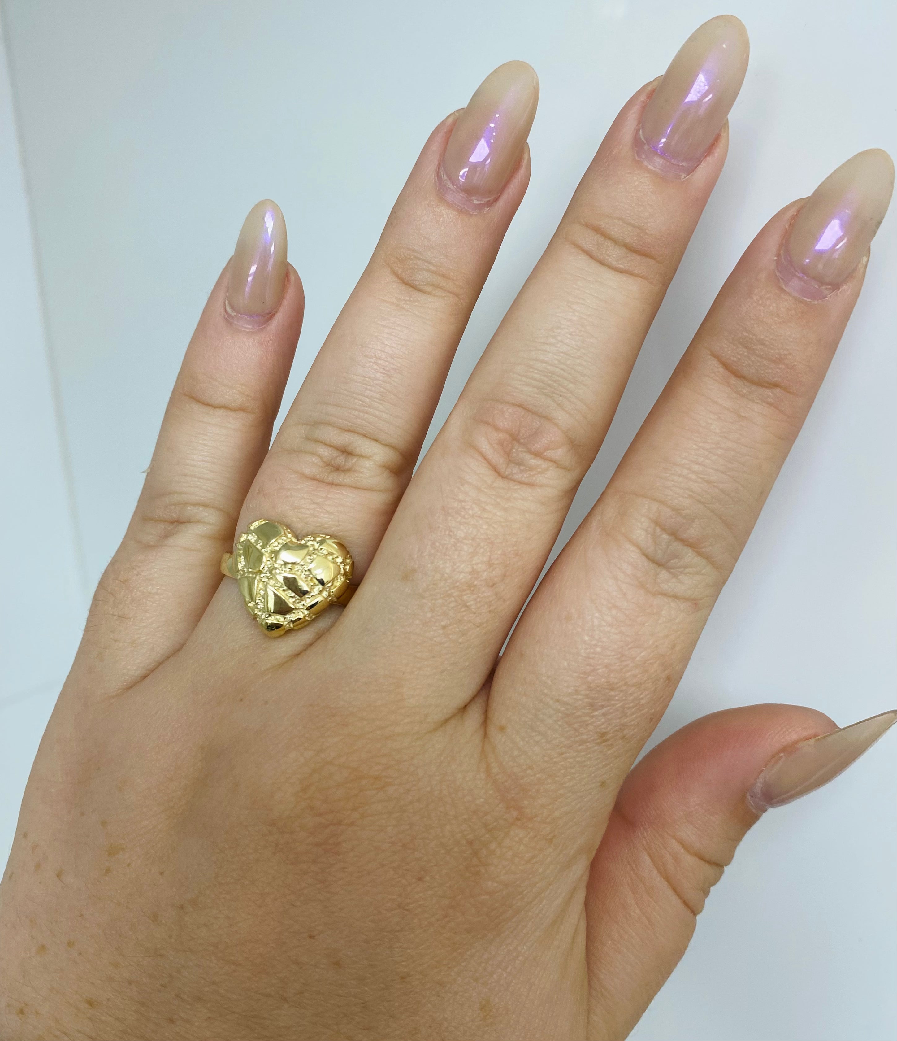 Anillo corazón nugget 10k