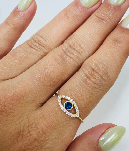 Anillo ojo turco 14k