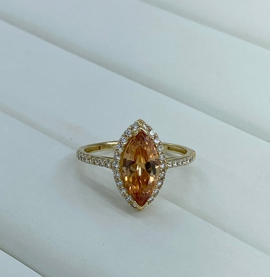 Anillo piedra naranja 14k