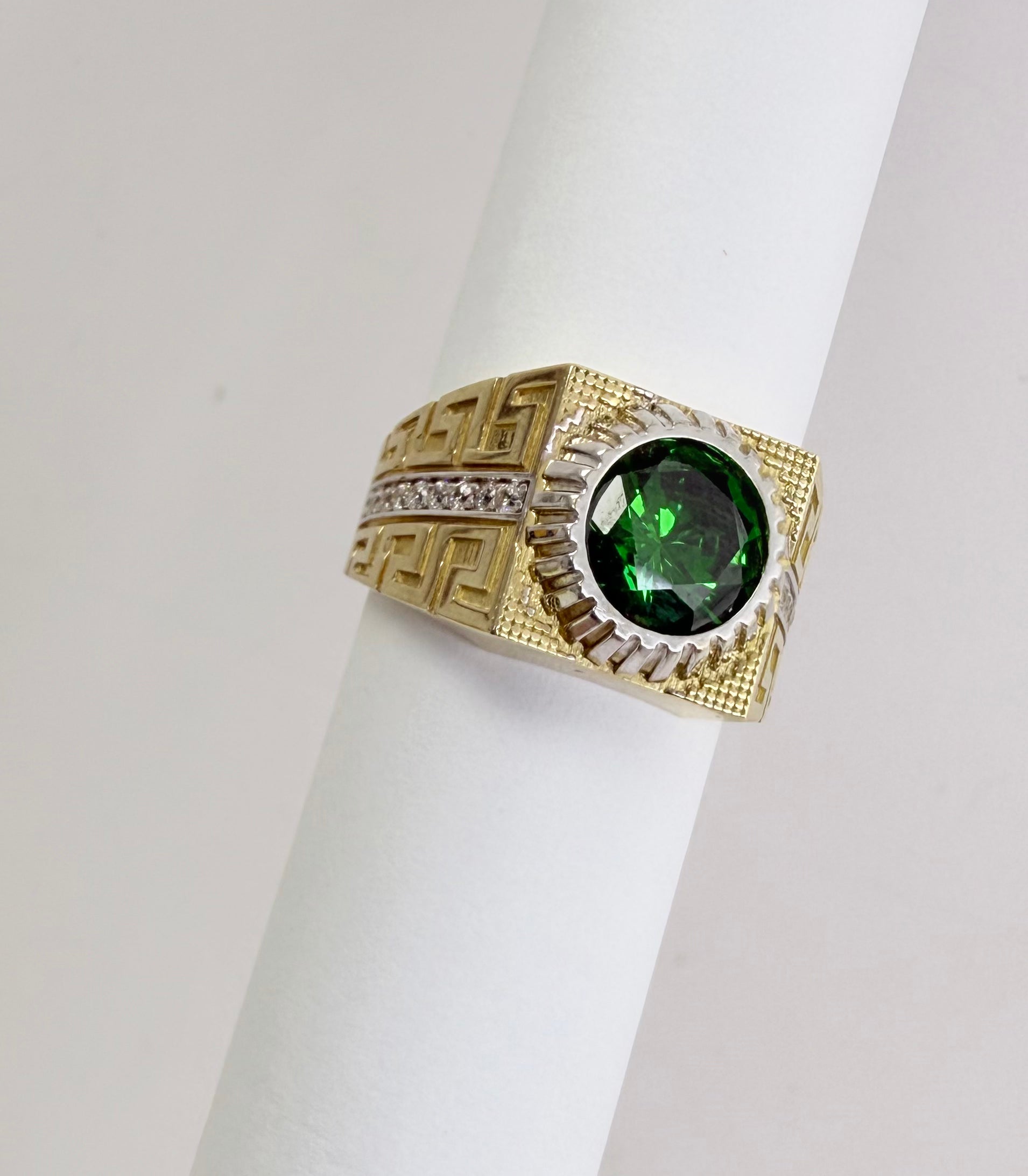 Anillo hombre piedra verde 10k