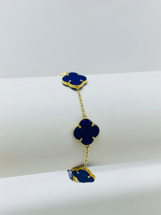 Pulsera clover azul 14k