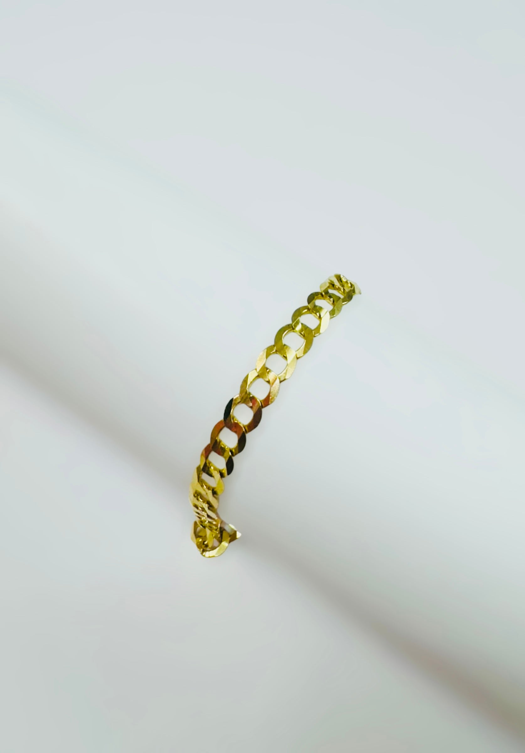 Pulsera cubana corte brillo maciza 14k