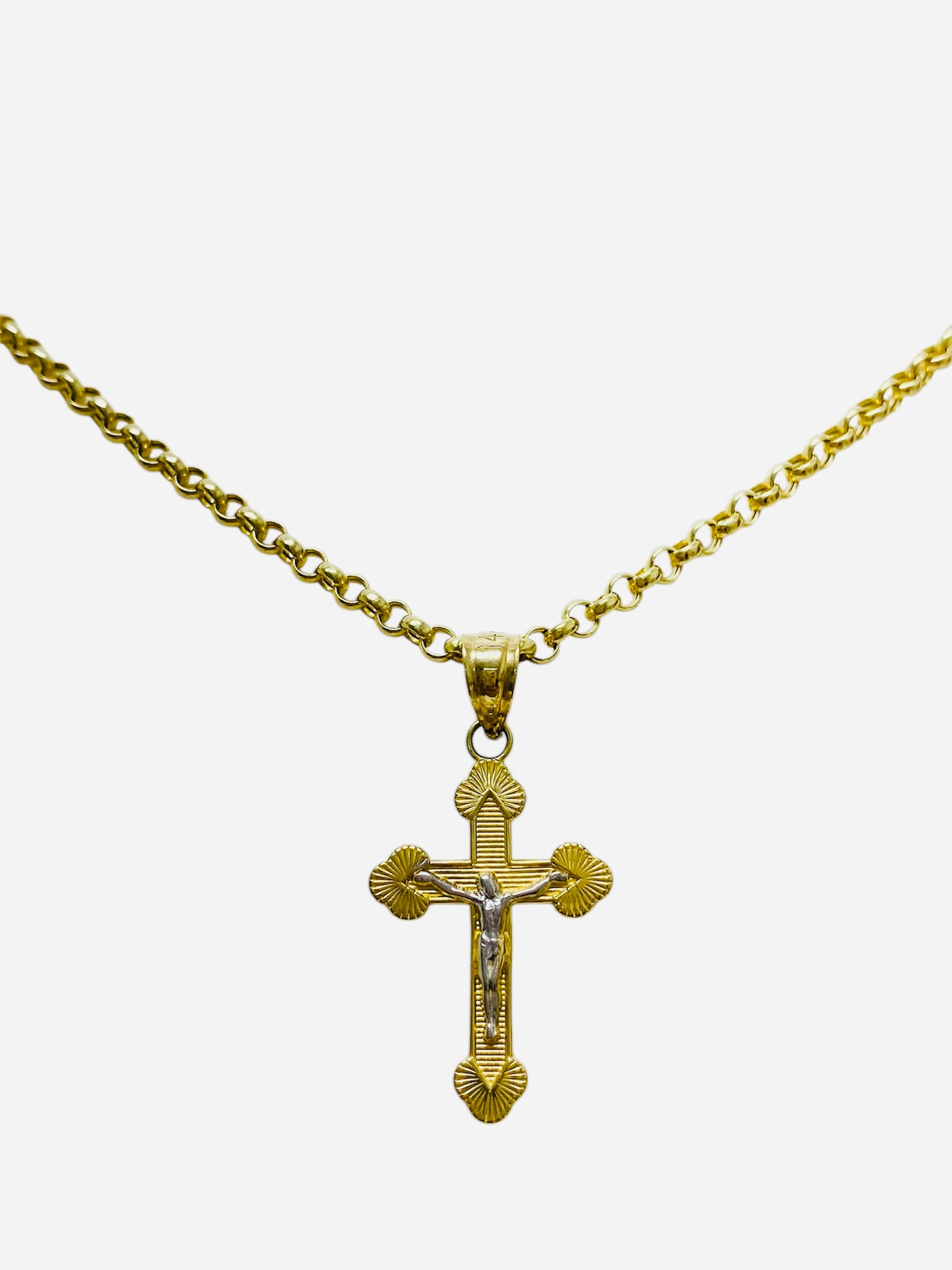 Cadena rolo crucifijo 14k