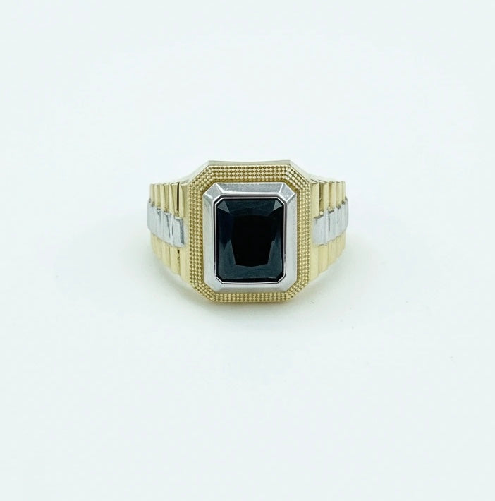 Anillo hombre piedra negra 14k