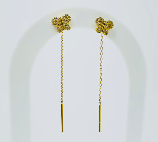 Aretes colgantes 14k