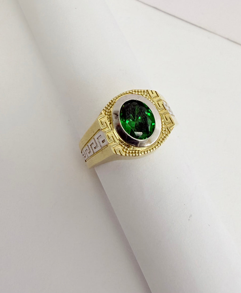 Anillo hombre piedra verde 10k