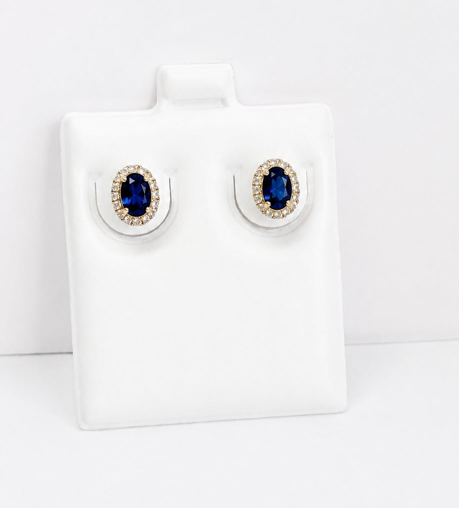 Aretes zafiro con diamante 10k