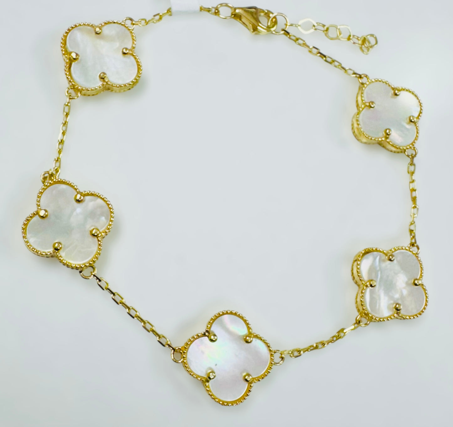 Pulsera 5 clover Blanca 14k