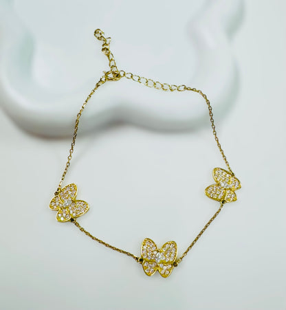 Pulsera de mariposas 14k