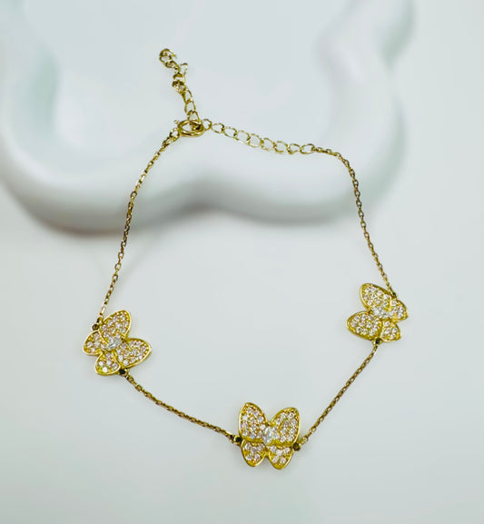 Pulsera de mariposas 14k