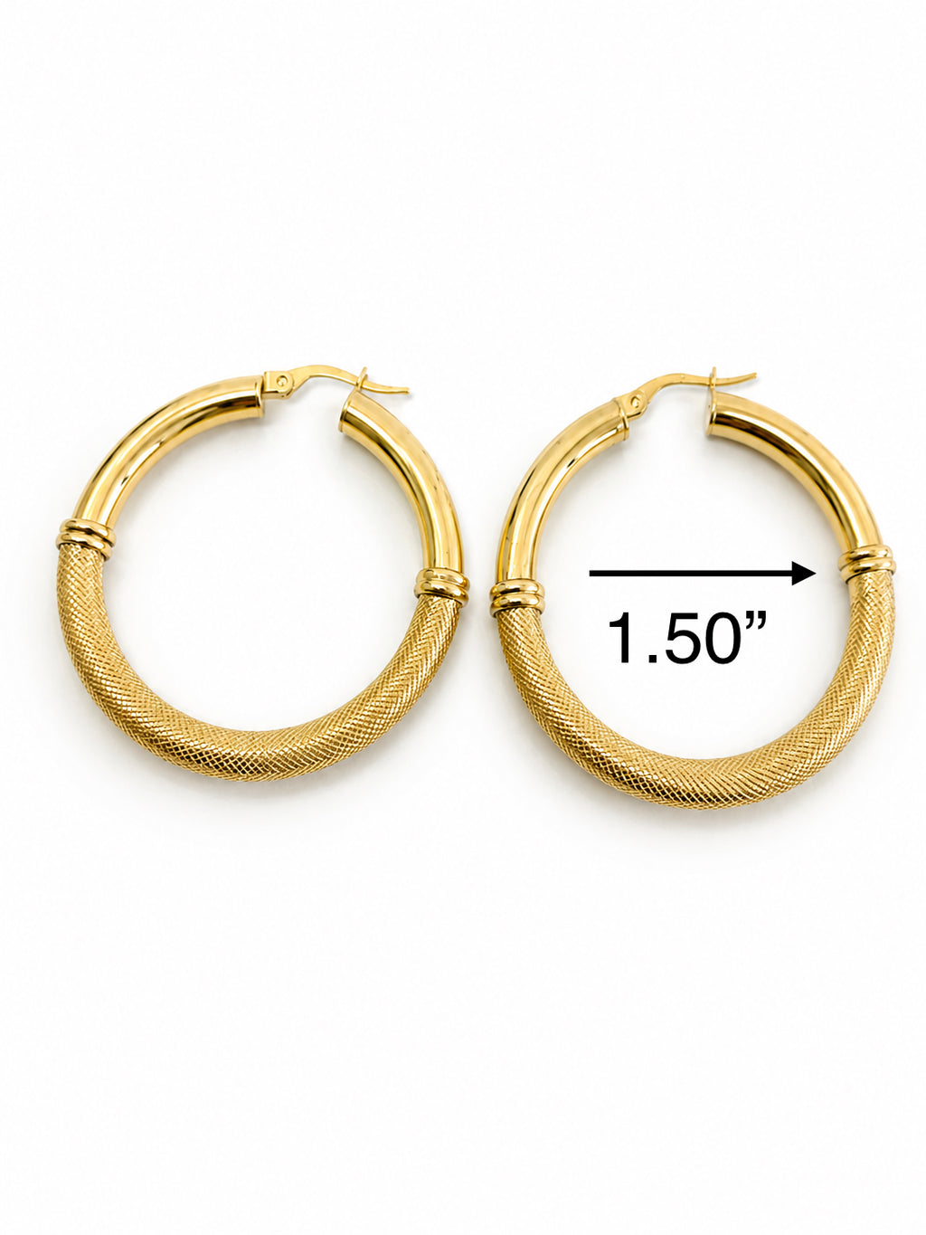 Argollas combinadas lisas y nevadas 14k 4mm
