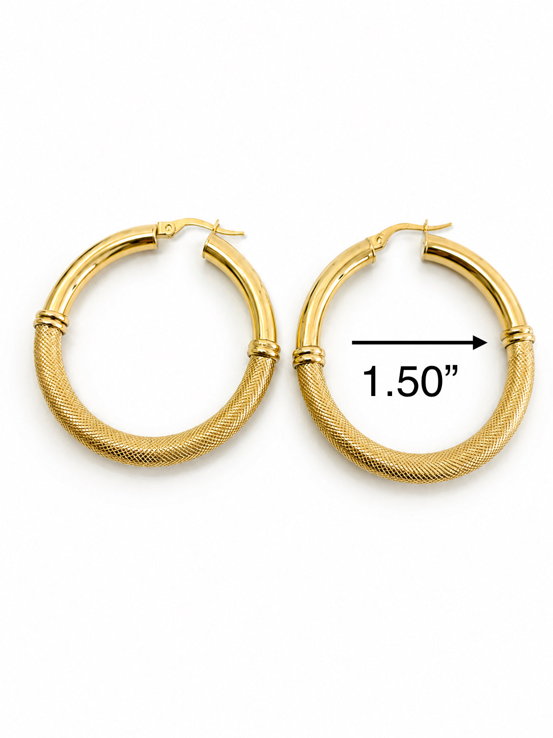 Argollas combinadas lisas y nevadas 14k 4mm