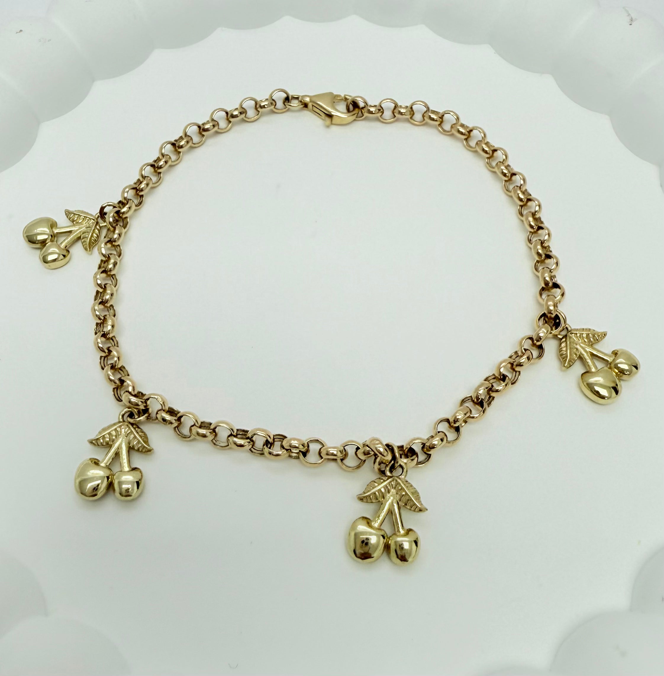 Pulsera rolo con colgantes de cherry 10k