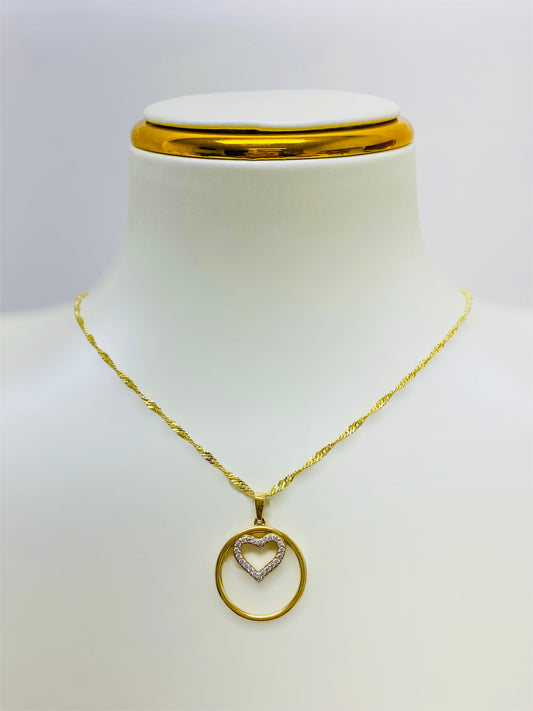 Cadena dije corazón 14k