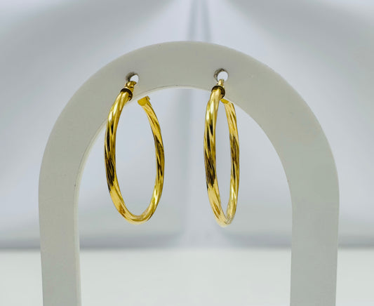 Argollas torcidas lisas 2mm 10k