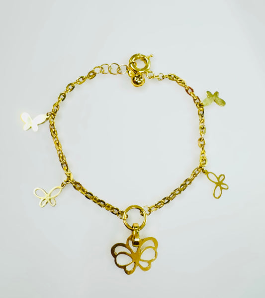 Pulsera de colgantes de mariposas 14k