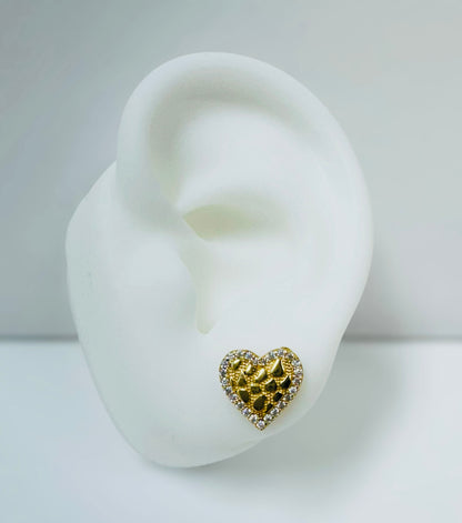 Aretes de corazón 14k