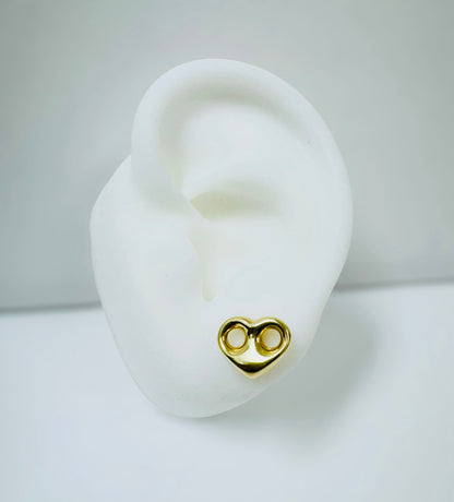 Aretes corazón 14k