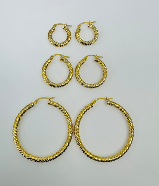 Argollas torcidas lisas 14k