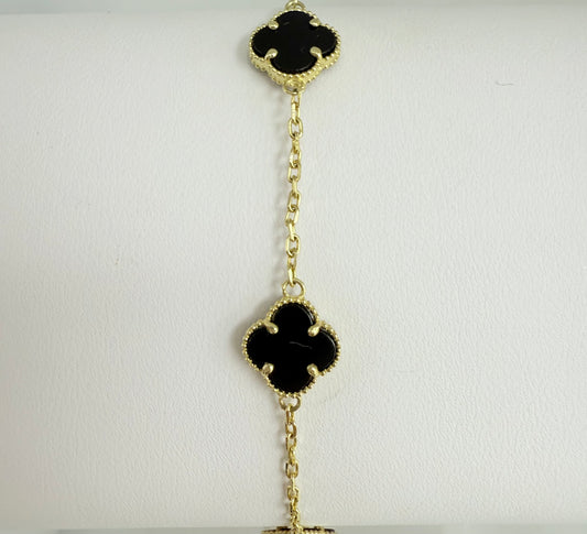 Pulsera de clover oscuro mediana 10k