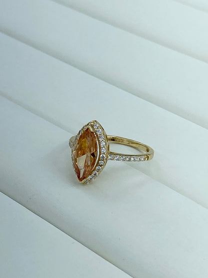 Anillo piedra naranja 14k