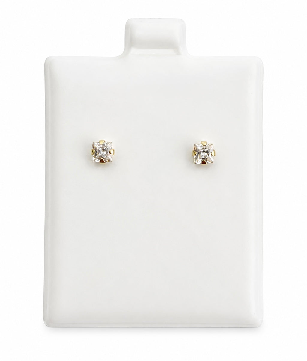 Aretes de piedra cuadrado pequeño 14k