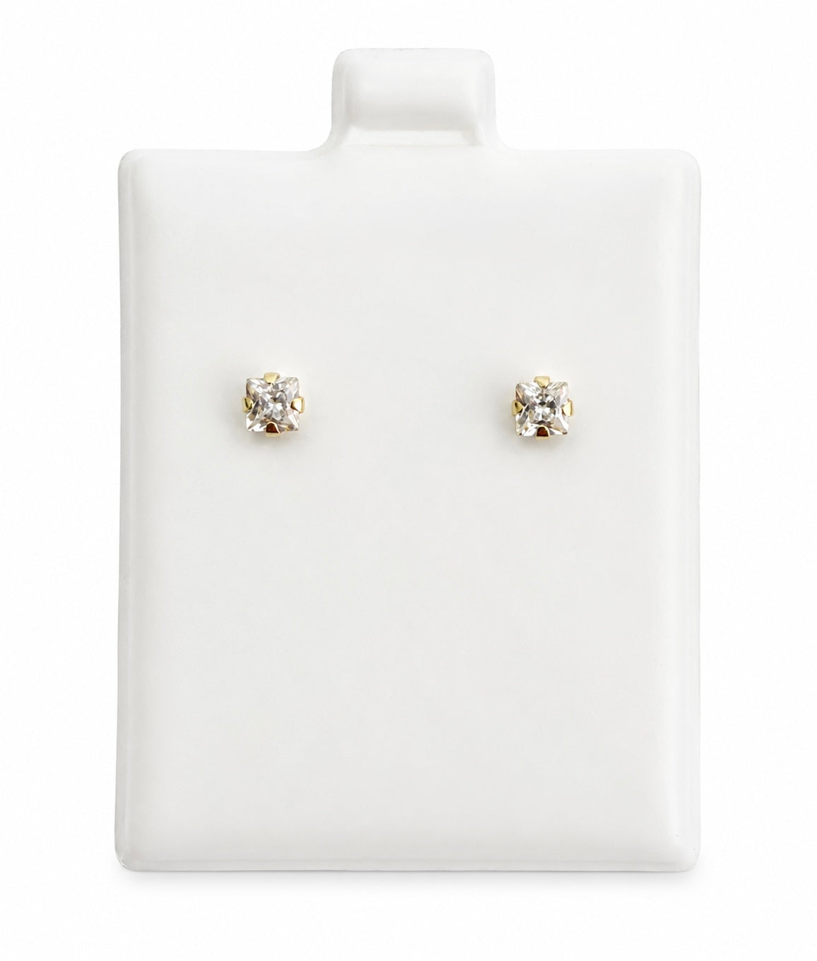Aretes de piedra cuadrado pequeño 14k