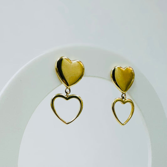 Aretes corazón 14k