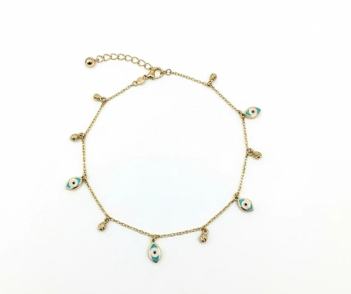 Bracelet with turkish eye pendant 14k