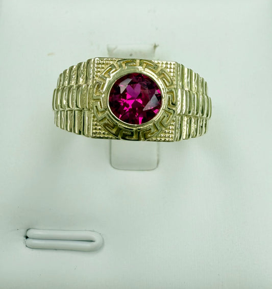 Anillo de niño con piedra roja 10k