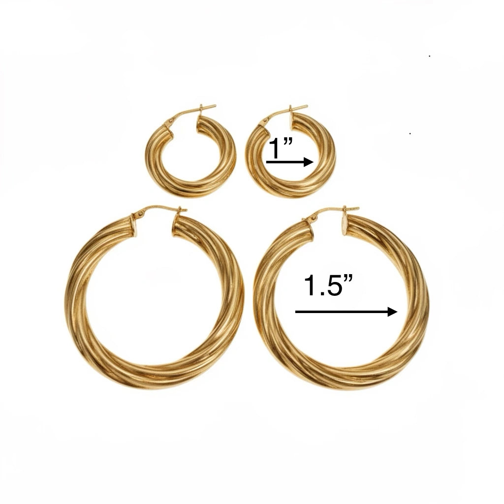 Argollas torcidas lisas 6mm 10k