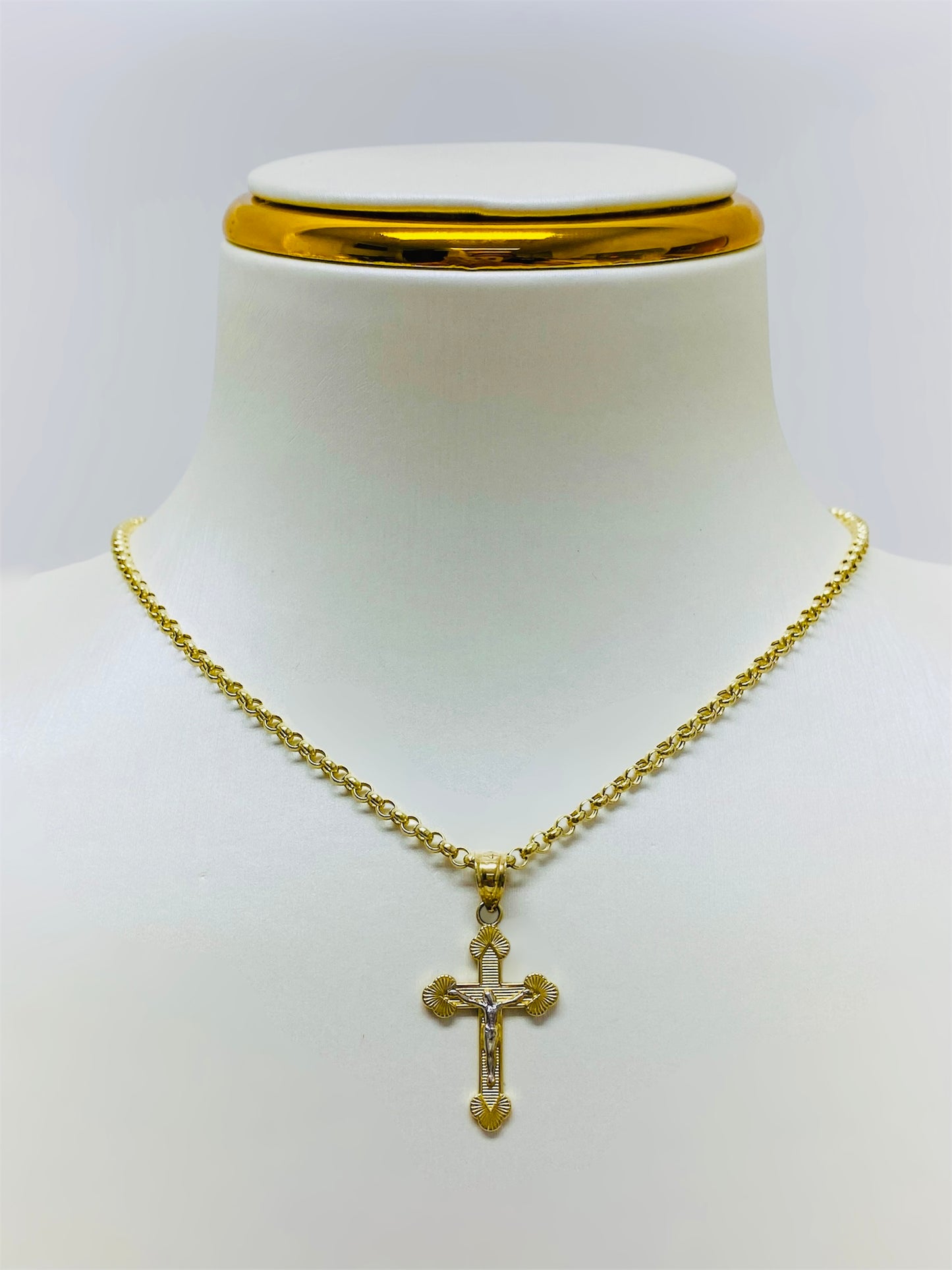 Cadena rolo crucifijo 14k