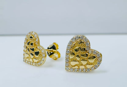 Aretes de corazón 14k