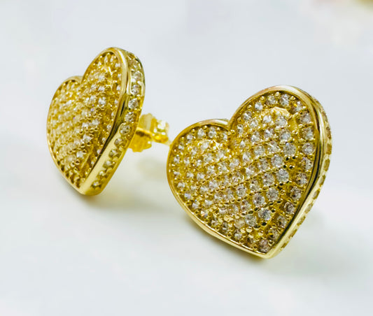 Aretes de corazón 14k