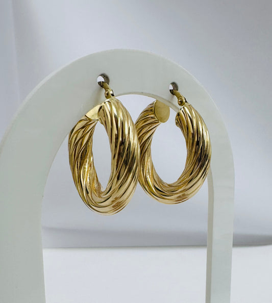 Argollas torcidas lisas 14k