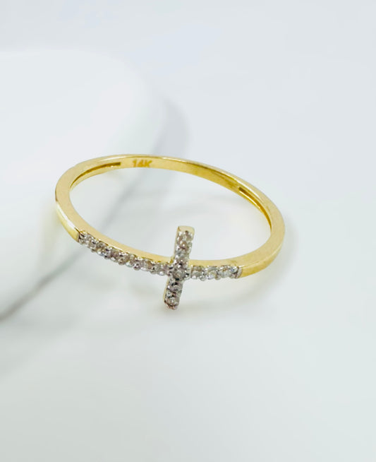 Anillo de cruz 14k