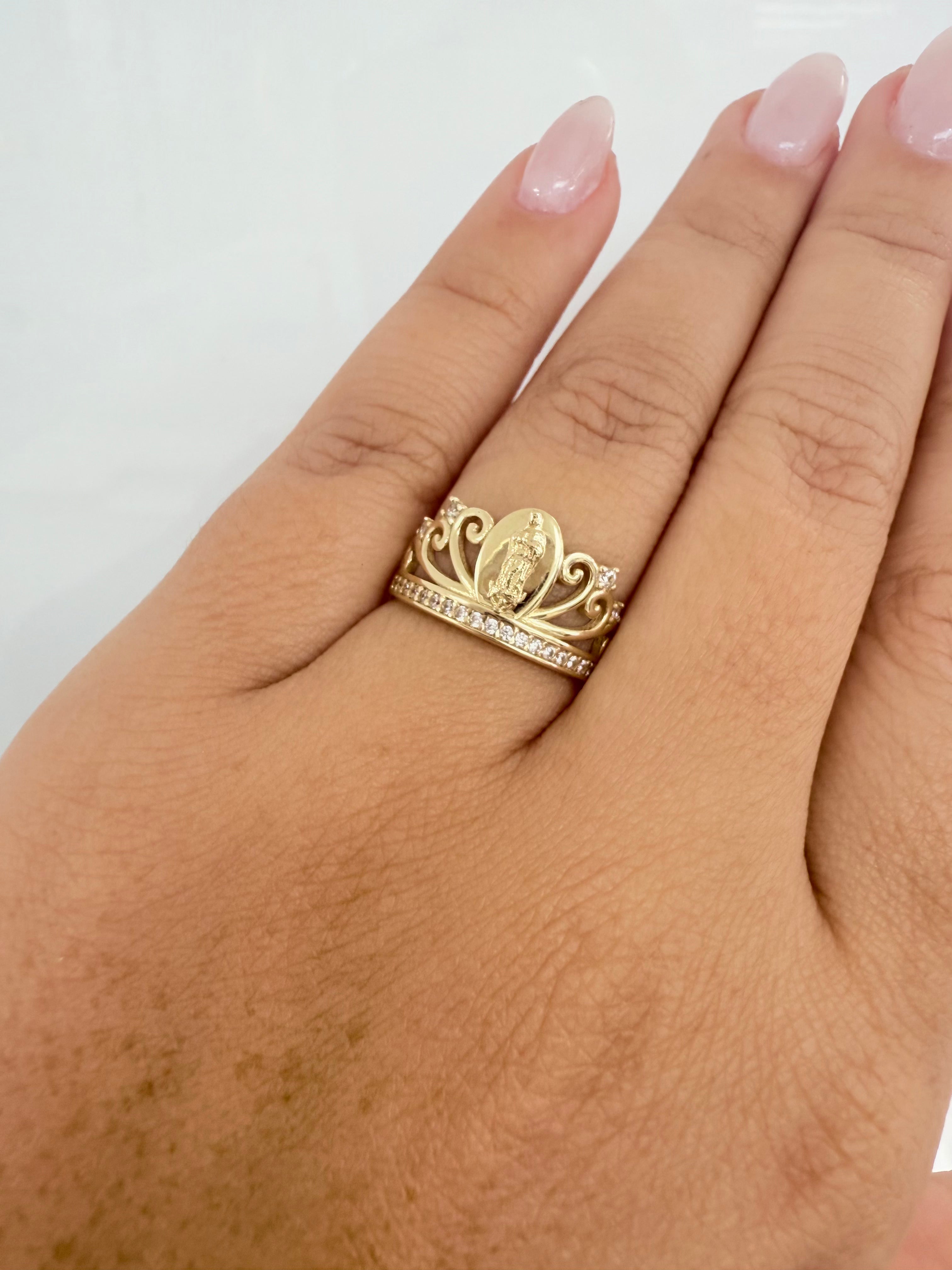 Anillo de corona con san judas tadeo 10k