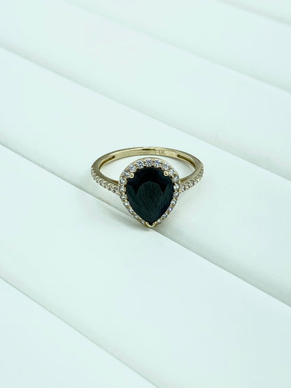 Anillo piedra negra 14k