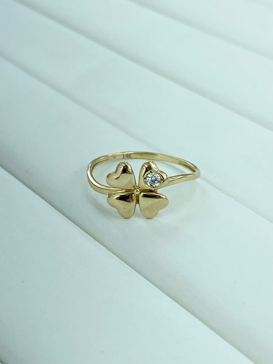 Anillo trébol 14k