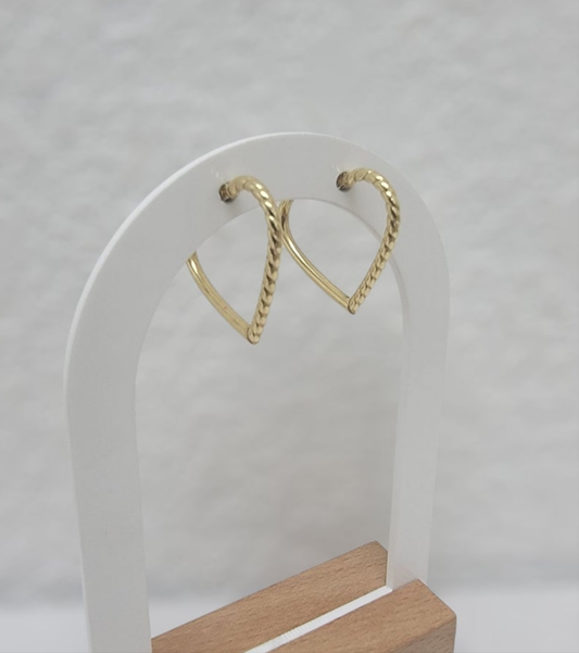 Argollas de corazon de 14K